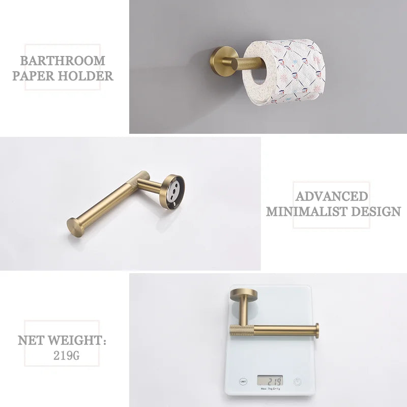 Accessoires Salle de Bain Doré Brossé à la Pièce, 24 Articles