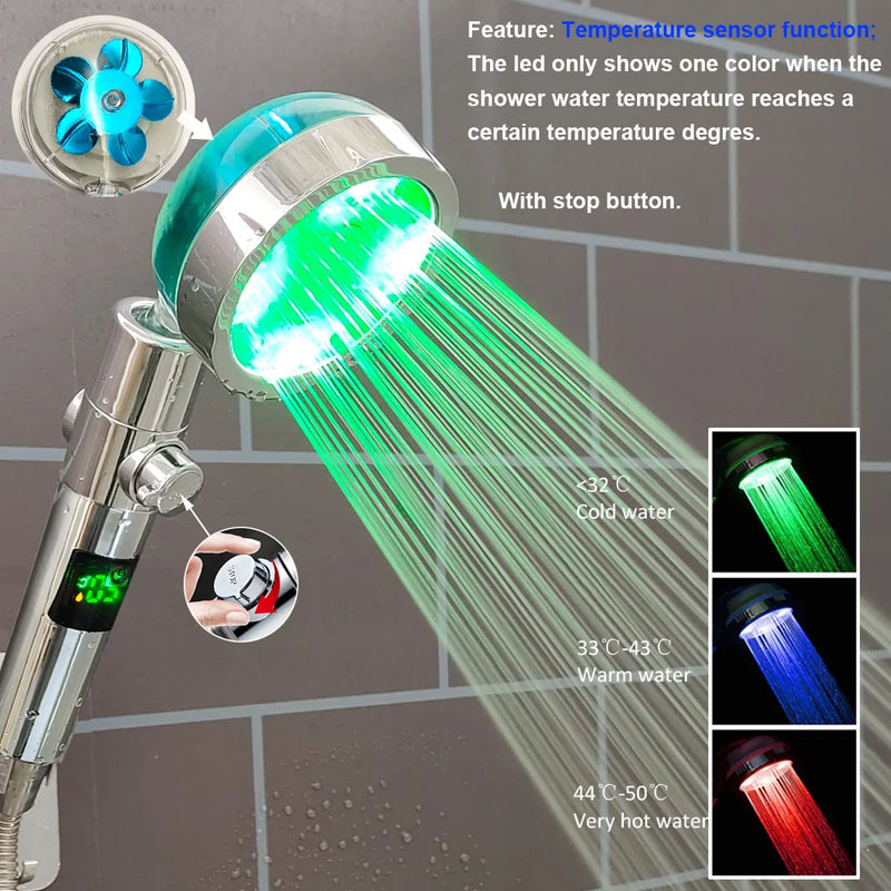 Pommeau de Douche LED Haute Pression avec Affichage Digital de Température