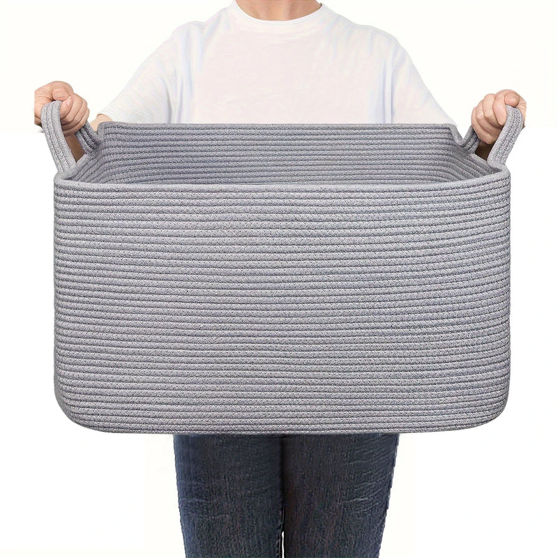 Panier de Rangement en Corde Tressée 58 L à Anses, 6 Coloris