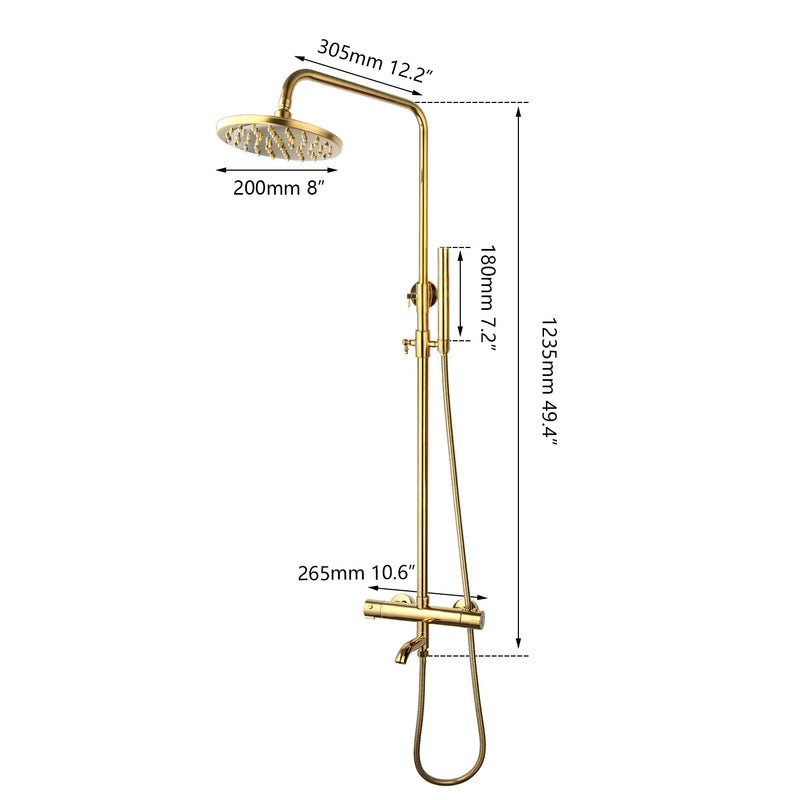 Colonne de Douche Thermostatique Ronde avec Bec de Baignoire, 6 Finitions