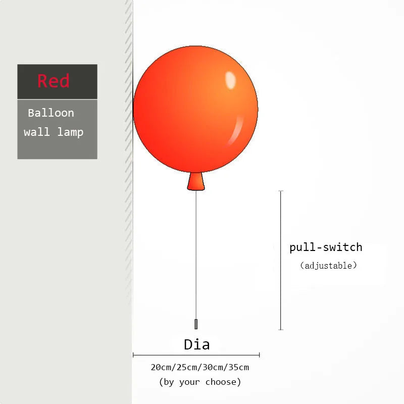 Applique Murale Ballon à Tirette, 6 Coloris, Ø 20 à 35 cm