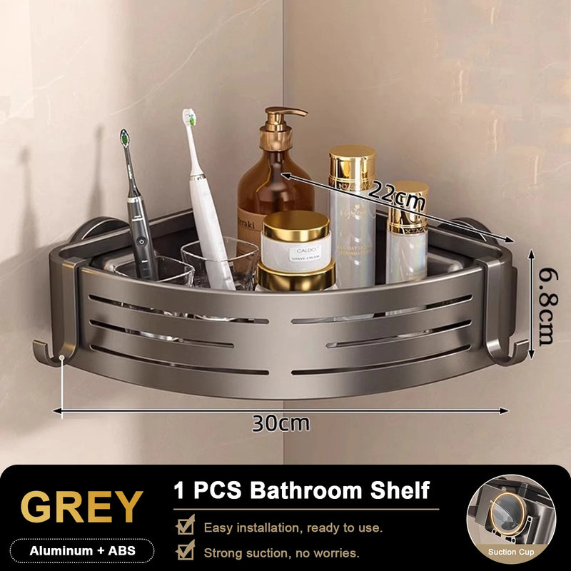 Étagère de Douche d'Angle à Ventouse Grise 1 ou 2 Pièces