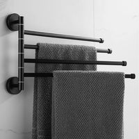 Porte-Serviette Pivotant Mural Inox Noir Mat, 4 Barres 34 cm