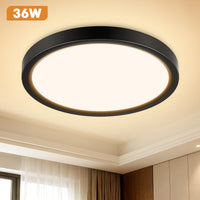 Plafonnier LED Cuisine Rond Noir Ultra-Fin 20 à 48 W, Lot de 1 à 5