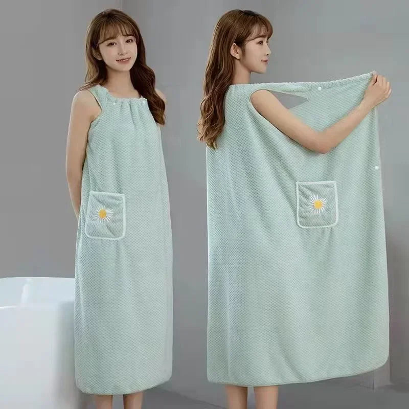 Serviette de Bain Robe pour Femme à Poche Marguerite, 100 x 130 cm