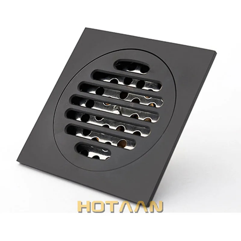 Caniveau de Douche Carré Laiton Noir Mat 10 x 10 cm Anti-Odeur
