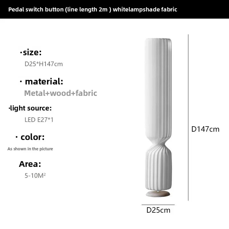 Suspension Cuisine ou Lampadaire Plissé Blanc en Tissu, 60 à 160 cm