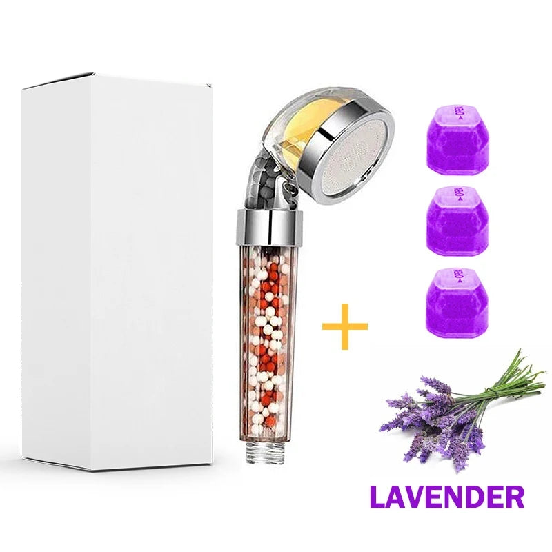 Pommeau de Douche Vitamine C Filtrant Parfumé Citron, Rose, Lavande ou Jasmin