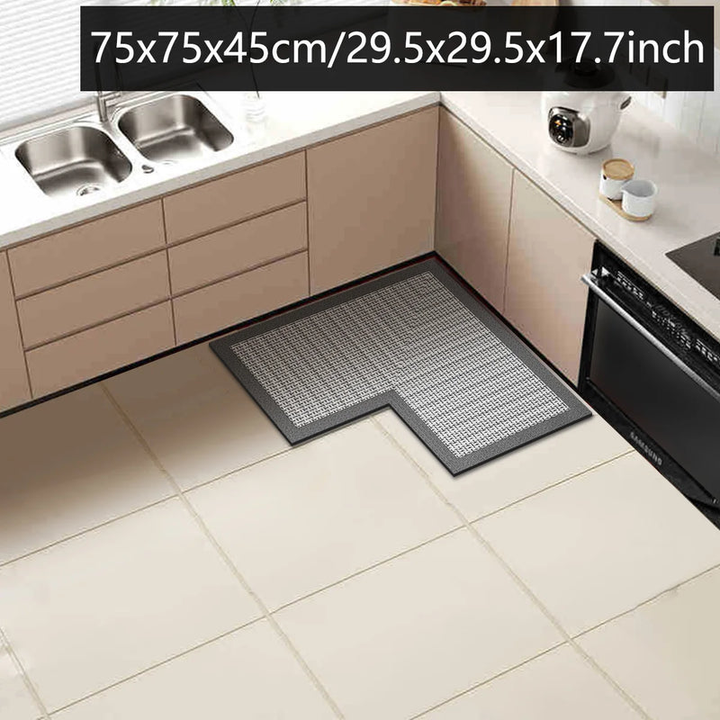 Tapis de Cuisine en L Diatomite Antidérapant, Bordure Noire, Marron ou Grise