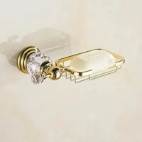 Accessoires Salle de Bain Doré Cristal Frise Grecque à la Pièce, 14 Articles