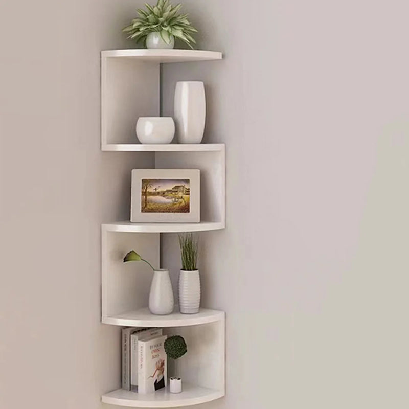 Étagère d'Angle Murale 2, 4 ou 5 Niveaux, Blanc, Noir ou Bois Clair