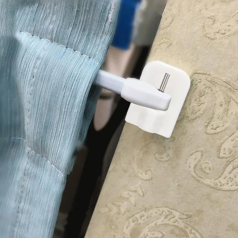 Crochets de Rideau Adhésifs Blancs Sans Perçage, Lot de 4 à 12