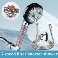 Pommeau de Douche Filtrant 5 Jets Économe en Eau avec Billes Minérales
