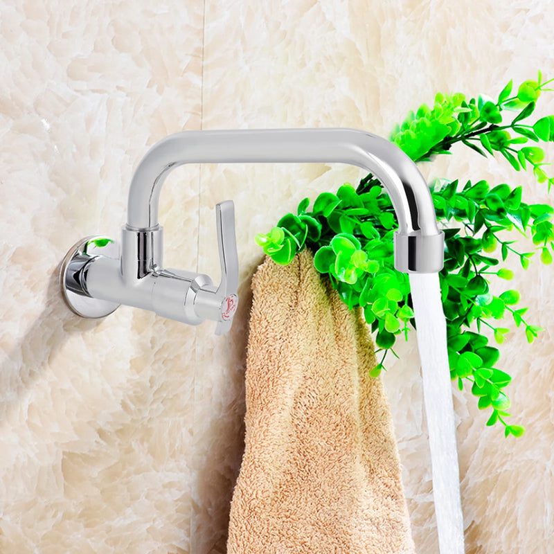 Robinet de Cuisine Mural Eau Froide Laiton Chromé, Bec en U