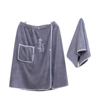 Serviette de Bain Jupe pour Homme à Poche, Microfibre Bleu ou Gris