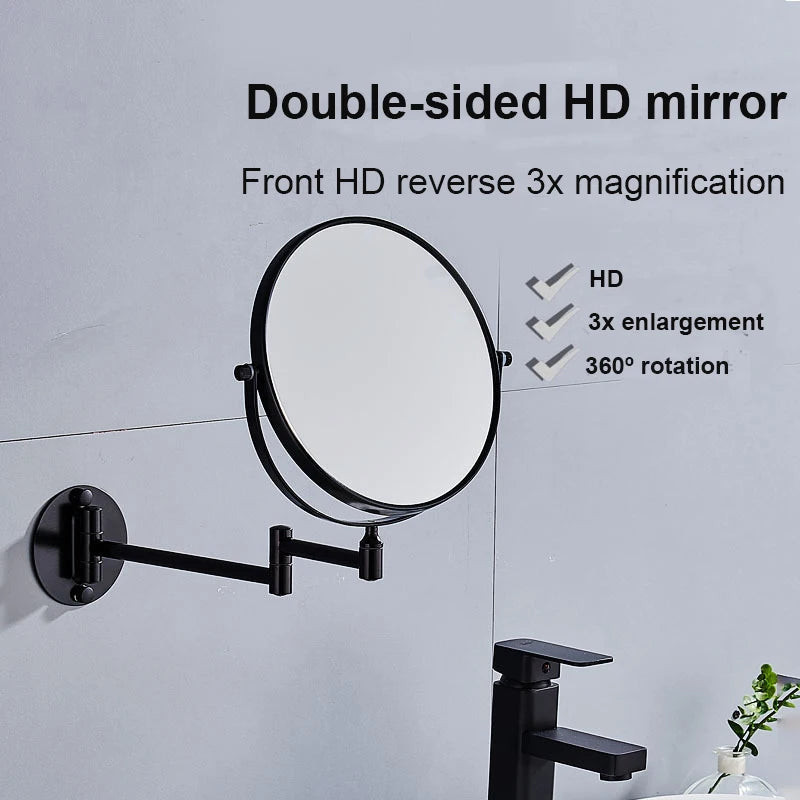 Miroir Grossissant Mural Double Face 3X Bras Pliant Aluminium 20 cm