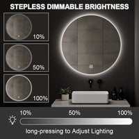 Miroir LED Salle de Bain Rond Tactile 3 Températures
