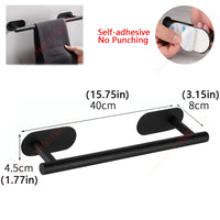 Accessoires Salle de Bain Adhésifs Sans Perçage Noir, Doré ou Argent à la Pièce, 24 Articles