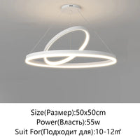 Suspension Cuisine Anneaux LED Noir ou Blanc, Ø 50 à 100 cm