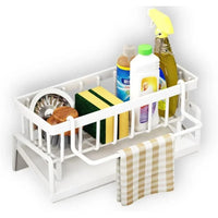 Organisateur d'Évier Acier Carbone Auto-Drainant avec Porte-Serviette