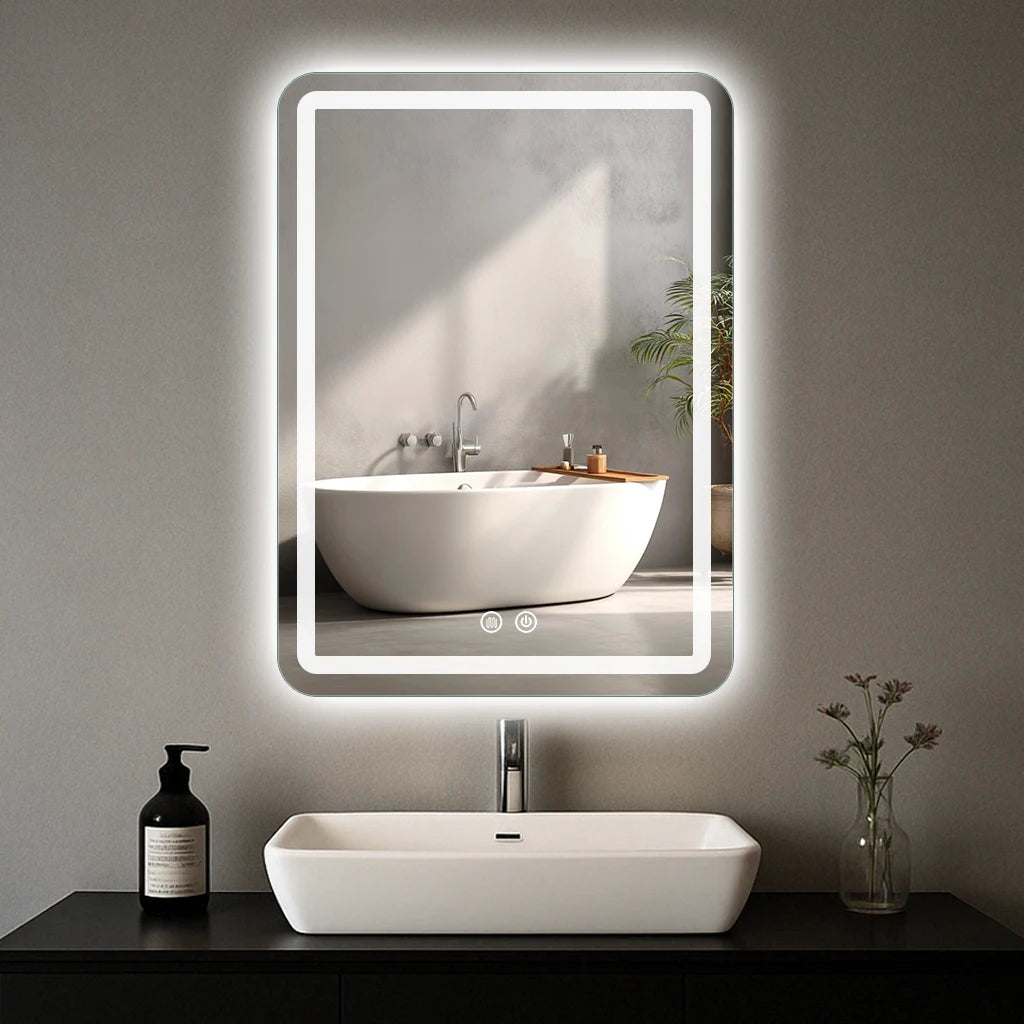 Miroir LED de Vanité Anti-Buée Mural 50 x 70 cm