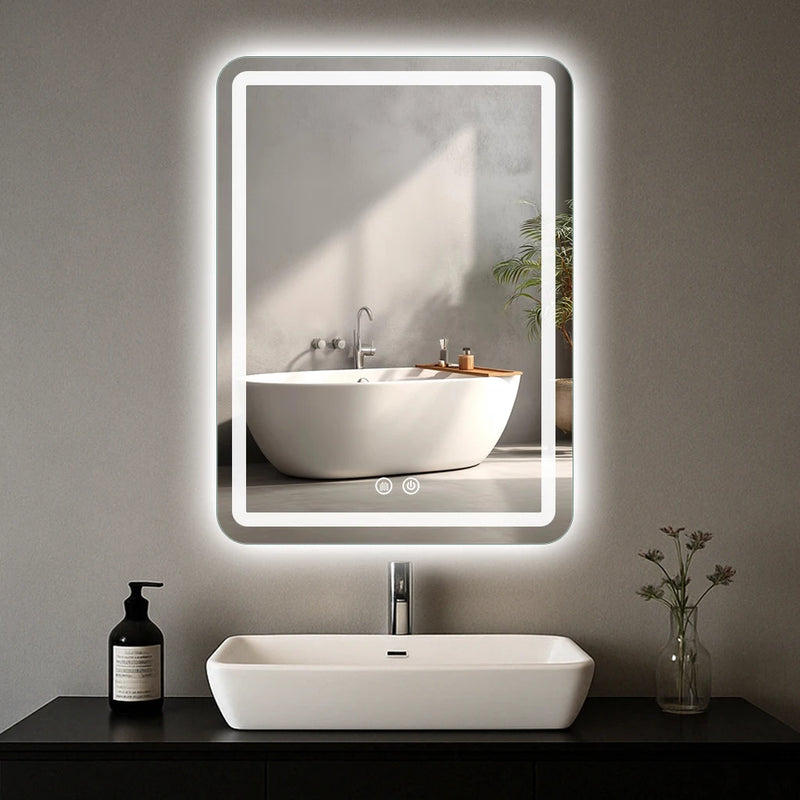 Miroir LED de Vanité Anti-Buée Mural 50 x 70 cm