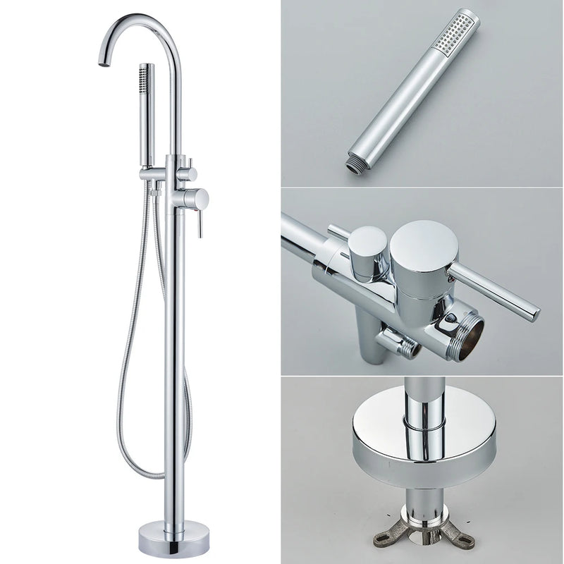 Robinet Baignoire Îlot avec Douchette et Inverseur, Laiton 115 cm