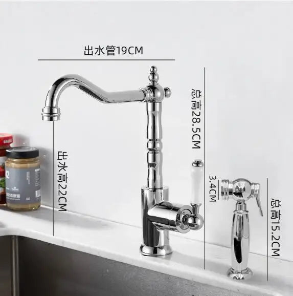 Mitigeur de Cuisine Rétro Laiton avec Douchette Latérale