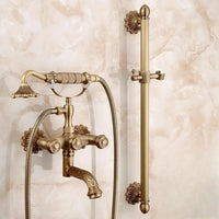 Robinet Baignoire Douche Rétro en Laiton Antique, avec Douchette