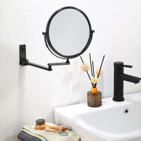 Miroir Grossissant Mural Noir Double Face Bras Extensible 20 cm