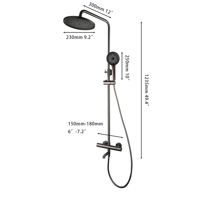 Colonne de Douche Thermostatique Ronde avec Bec de Baignoire, 6 Finitions