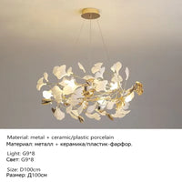 Suspension Cuisine Feuilles de Ginkgo Doré, Céramique ou Acrylique, à la Pièce