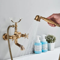 Robinet Baignoire Douche Laiton Antique, avec Douchette