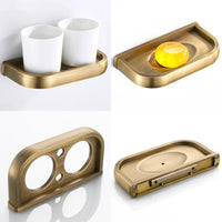 Accessoires Salle de Bain Laiton Vieilli Brossé à la Pièce, 9 Articles