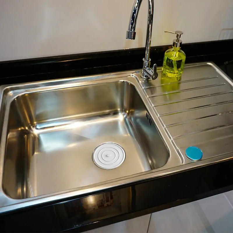 Bouchon de Baignoire Silicone Plat 11 cm Blanc pour Évier et Lavabo
