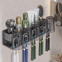 Porte-Brosse à Dents Électrique Mural, 2 à 6 Gobelets, Gris ou Blanc