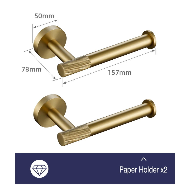 Accessoires Salle de Bain Doré Brossé à la Pièce, 20 Articles