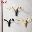 Patère Murale Bois de Cerf Alliage de Zinc Noir, Doré ou Argent
