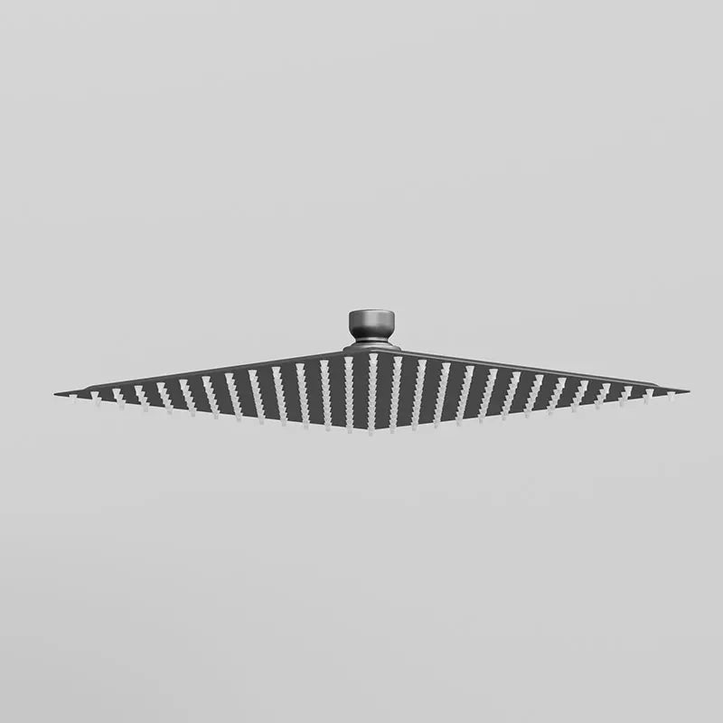 Pommeau de Douche Carré Inox Effet Pluie 25 cm Noir ou Argent