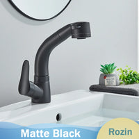 Mitigeur Lavabo Douchette Extractible Noir Mat