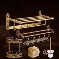 Accessoires Salle de Bain Bronze Antique Ciselé en Aluminium à la Pièce, 13 Articles