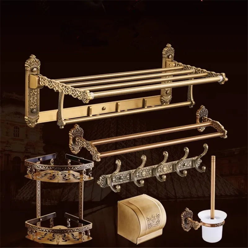 Accessoires Salle de Bain Bronze Antique Ciselé en Aluminium à la Pièce, 13 Articles