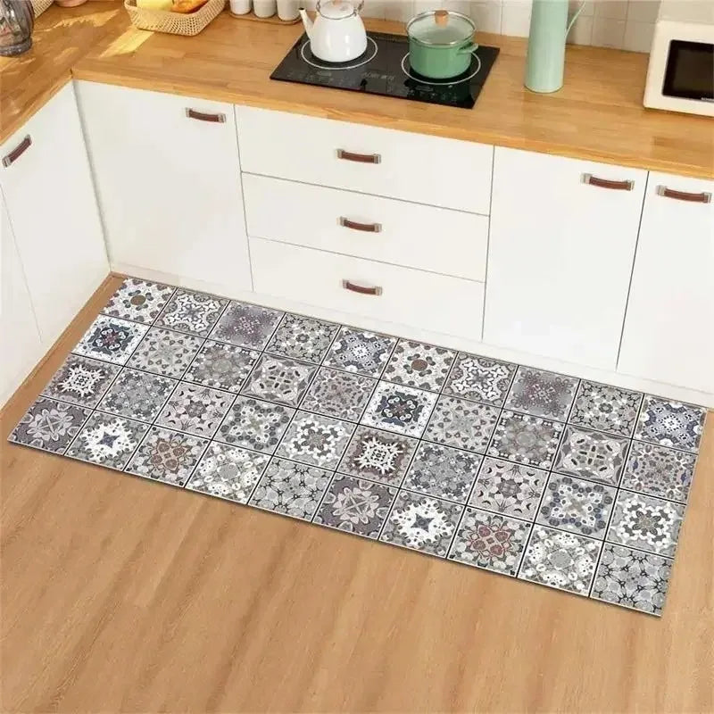 Tapis de Cuisine Antidérapant Carreaux de Ciment, 5 Motifs, 2 Tailles