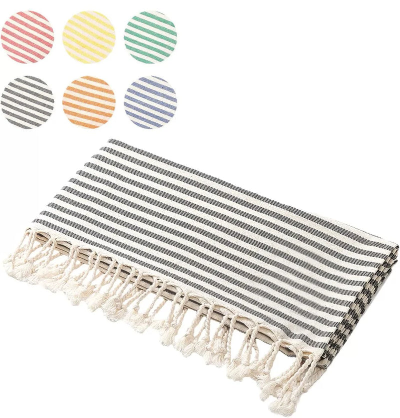 Serviette de Bain Turque Rayée à Franges en Coton 99 x 180 cm