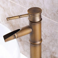 Mitigeur Lavabo Laiton et Bambou Poignée Unique