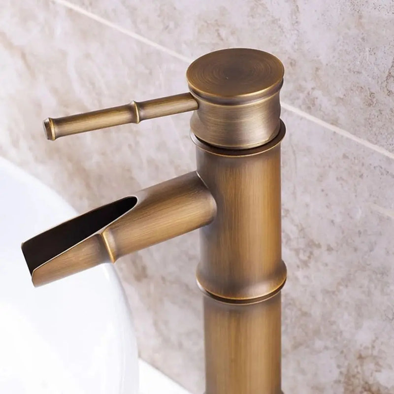 Mitigeur Lavabo Laiton et Bambou Poignée Unique