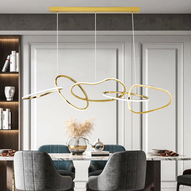Suspension Cuisine LED Anneaux Entrelacés, 80 à 180 cm