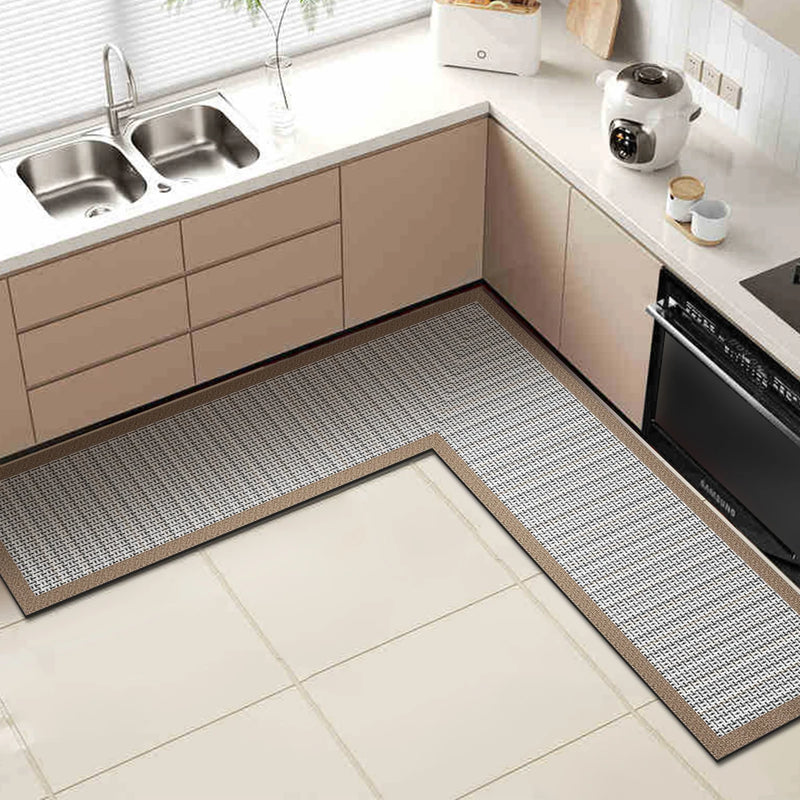 Tapis de Cuisine en L Diatomite Antidérapant, Bordure Noire, Marron ou Grise