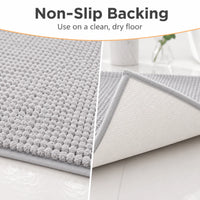 Tapis de Bain Chenille Gris Clair Antidérapant Absorbant, 2 Tailles