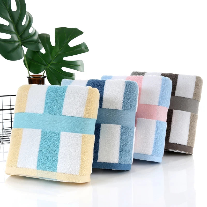 Serviette de Bain Éponge Rayée 70 x 140 cm en 4 Coloris